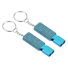 Emergency Whistle with Keychain, 2Pcs Bling Safety Whistles, Lake Blue
