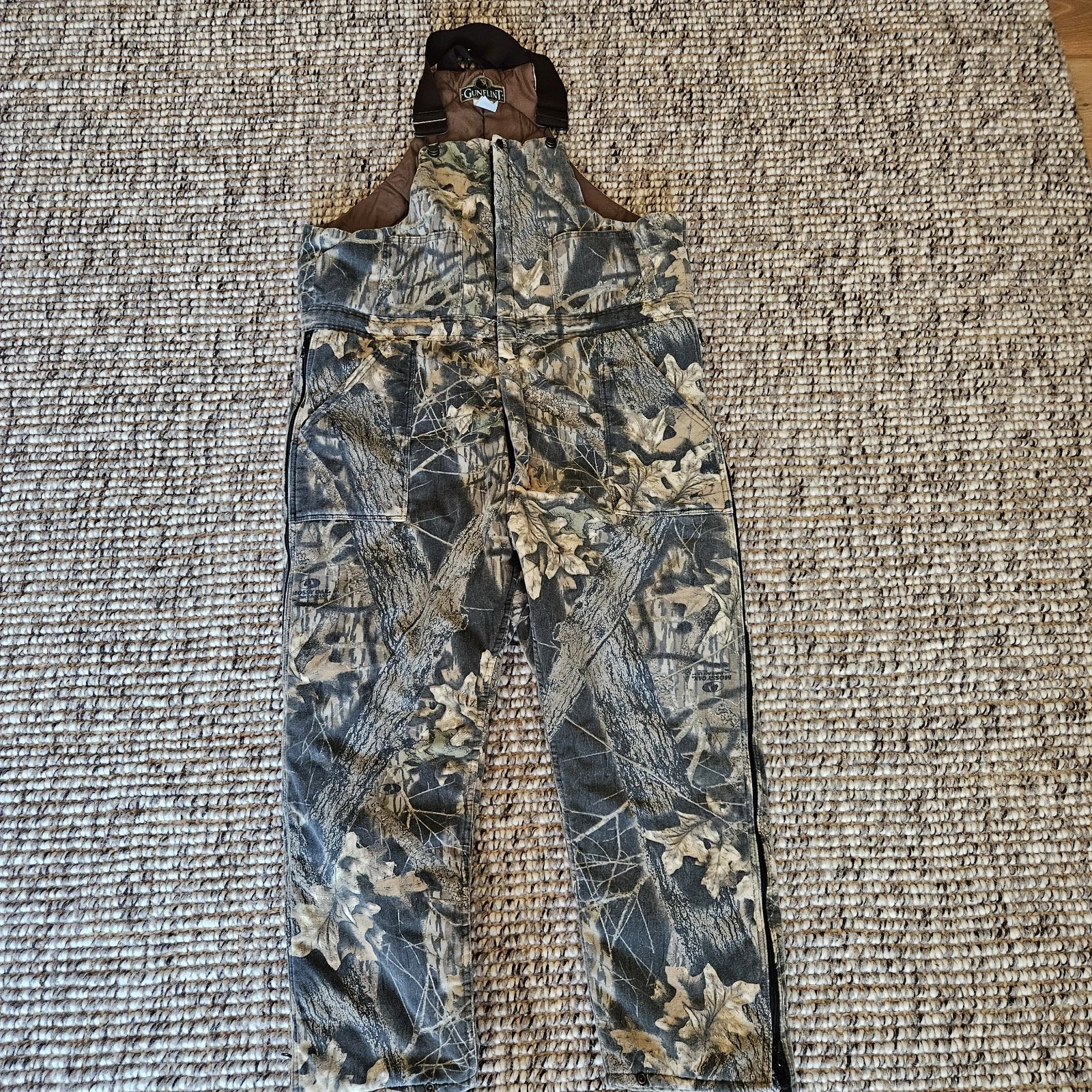 Vintage Gunflint Bib Overalls Mens XL Mossy Oak Camo Insulated Made USA Lined