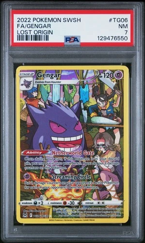 2022 POKEMON SWORD & SHIELD LOST ORIGIN #TG06 FULL ART/GENGAR PSA 7
