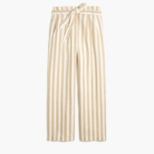 J.Crew Striped Linen Cotton Paperbag Pants Women's Cropped Coastal Chic- Size 10