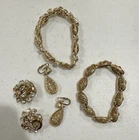 Trifari 5pc Gold-Tone Mixed Lot Bracelets & Earrings