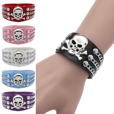 Sturdy Metal Skull Bracelet Portable Accessory for Rock and Street Culture