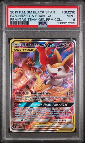 Charizard & Braixen GX 2019 SM Black Star Promo SM230 Trading Card PSA 9