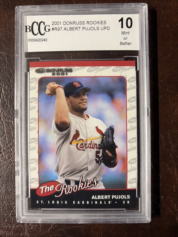2001 Donruss The Rookies Albert Pujols #R97 BCCG 10 Mint or Better Rookie RC