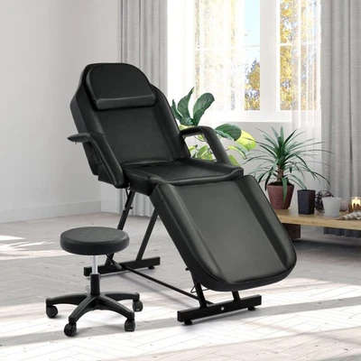 Adjust Massage Table Spa Bed Facial Tattoo Therapy Salon Chair with Stool Chair