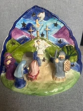 2020 Blue Sky Easter Passion Scene Tea Light Candle House NWT