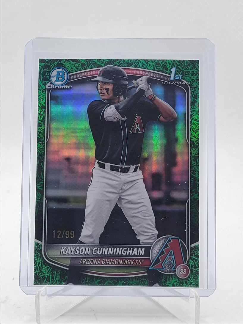 KAYSON CUNNINGHAM 2025 BOWMAN CHROME DRAFT 1ST GREEN GRASS /99 Q2491