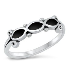 Unique Cute Black Onyx Unique Ring New .925 Sterling Silver Band Sizes 5-10