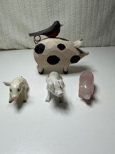 Lot of 4 Assorted Sm.  Collectible VTG. Piggy Figures GOOD 2 Signed by Artist