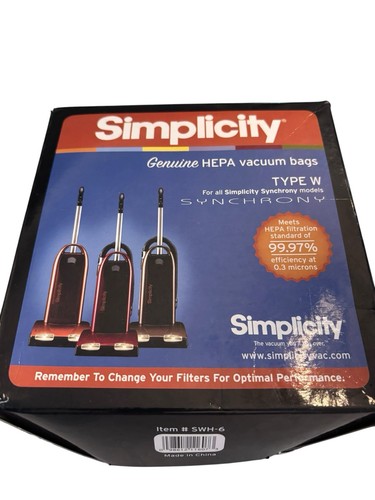 Simplicity Genuine Synchrony Type W Hepa Vacuum Bags SWH-6 Includes 5 Bags