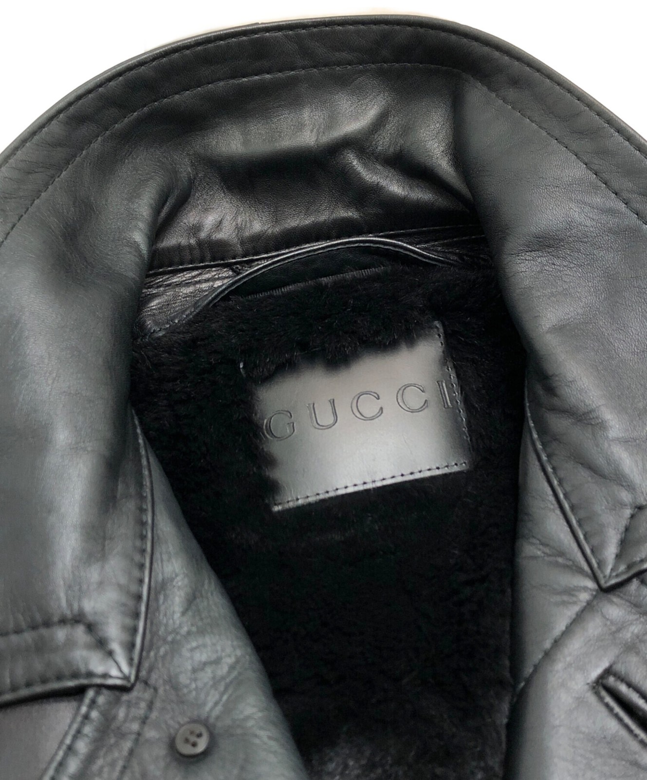 GUCCI (Gucci) Fur-lined leather jacket/ black/ size: 50 image 5