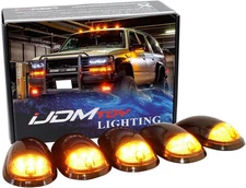 iJDMTOY 5pc Smoked Lens Amber LED Cab Roof Marker Light Kit 