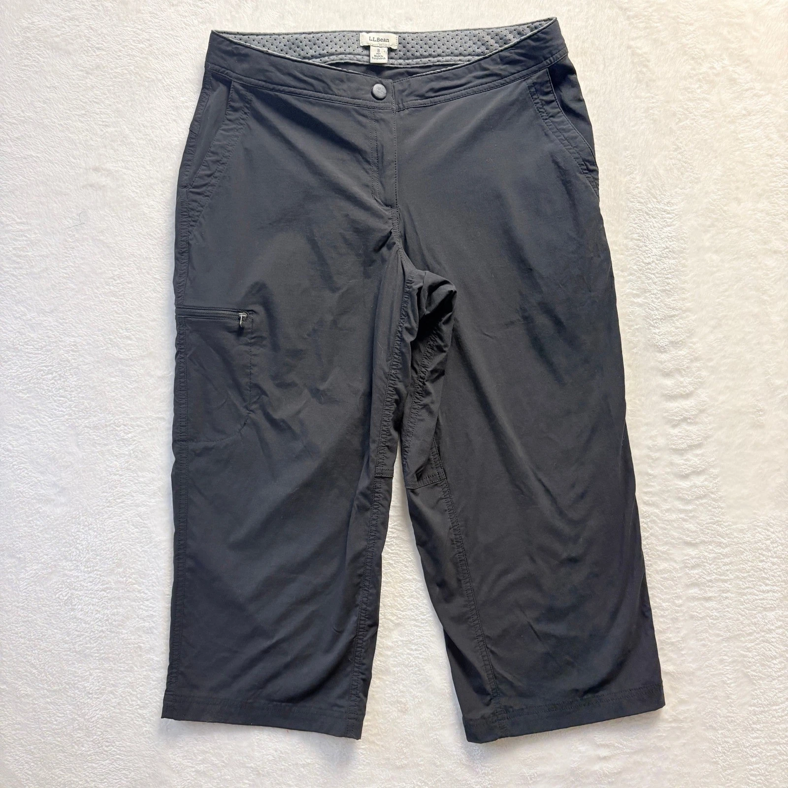 LL Bean Capri Cargo Pants Women Sz 8 Petite Black Outdoor Hiking Gorpcore