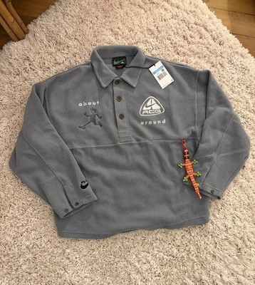 Nike ACG x Cactus Plant Flohmarkt CPFM Langarm Polo Grau Fleece Größe L