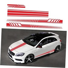 Sports Racing Stripe Car Sticker DIY Styling Decorative Hood Rearview Red
