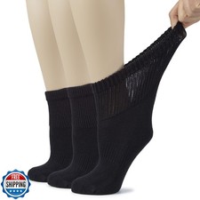 Hugh Ugoli Women's Cotton Diabetic Ankle Socks, Wide, Loose and Stretchy, Sea