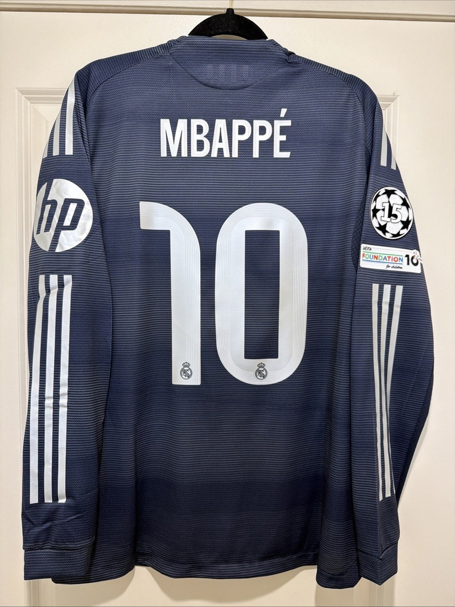 Mbappe #10 Mens LARGE Adidas Real Madrid Authentic Away Jersey UCL