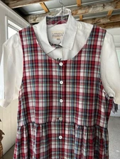 Red Tartan Susan Bristol Women’s Jumper Dress W/Matching Blouse, Size 12