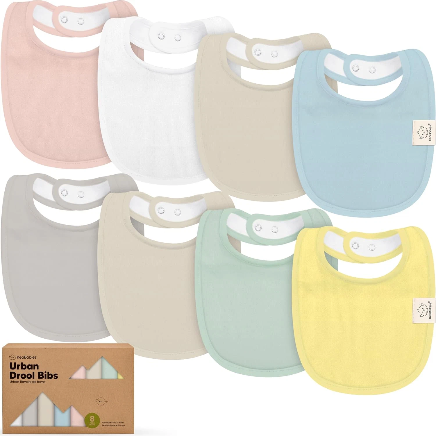 8pc Organic Baby Bibs - Soft Cotton Drooling & Teething Bibs for Baby Girl & Boy