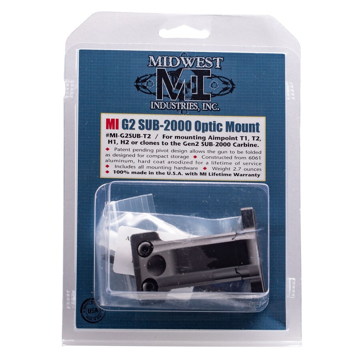 Midwest Industries Gen2 SUB 2000 Mini Optic Mount, T1/T2 Interface
