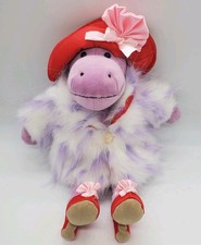 Jellycat Furcoat Hippo Purple Red Hat Fancy H...
