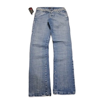 Y2k Damen Jeans Straight Bootcut 2000s Low Waist mit Strass Vintage Deadstock 