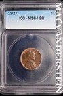 1927 Lincoln Wheat Cent- ICG MS-64 Brown- Better Date #SLM454