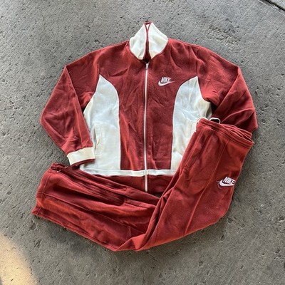 Vintage 70s Nike Mens ORANGE Sweatsuit Set Made In USA Jacket And