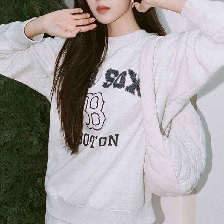 Letter Print Crewneck Pullover Sweatshirt Unisex Gray