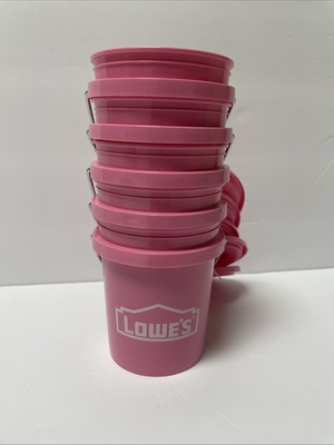 #ad Lowes Mini Bucket Pink w Lid RARE Lot of 5 SET SHIPS TODAY $23.95