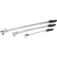 Klutch Extra-Long Ratchet Set, 3-Pc., 1/4in., 3/8in. and 1/2in. Drive