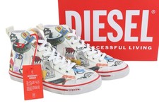DIESEL Men Sneakers S-Athos Mid EU42 Patterned High Top Laced Almond Toe DDP