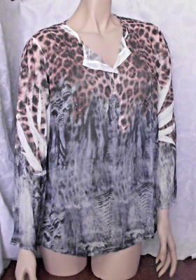 °° Imagini - Bluse - Fantasiedruck - braun - Gr. S/M (36/38) - Krempelärmel °°