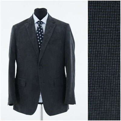 Mens Pin Plaid Sport Coat 42R US Size C.COMBERTI Black Blazer Soft Jacket