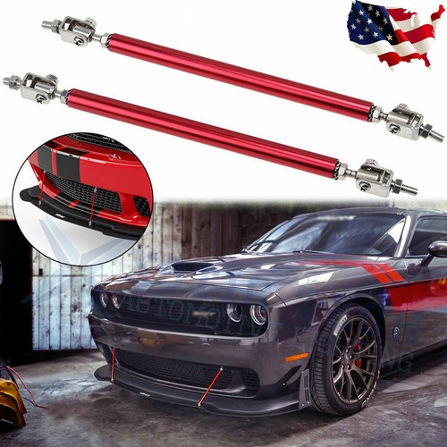 Adjustable Front Bumper Lip Splitter Strut Rods – Red, For Dodge Charger SRT/SXT