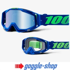 100% PERCENT RACECRAFT MOTOCROSS GOGGLES DREAMFLOW BLUE MIRROR / CLEAR LENS