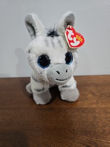 Ty STRIPES Black & White  Glitter Eyes Zebra Plush Stuffed Animal 6" Nwt New
