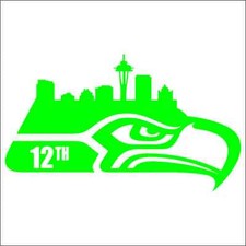 Seattle Seahawks Cityscape 12th Man Vinyl Decal / Sticker 2(TWO) Pack
