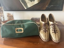 Bowling Shoes Women's Size 7-8 Vintage 1960s Taupe Brown, Original Bag