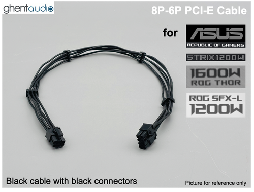 📏24" Black PCI-E (GPU) 6P Cable for Asus (ROG): 850P, 1200P, 650G, 750G, 1000w - 第 1/1 張圖片