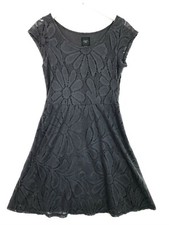 Deletta knit shirt sleeve lace dress grey size medium