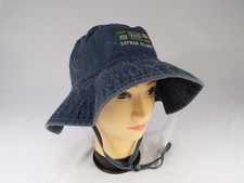 Vintage 80s Ouray Bucket Hat Blue Denim Cayman Islands Native Art Embroidery A23