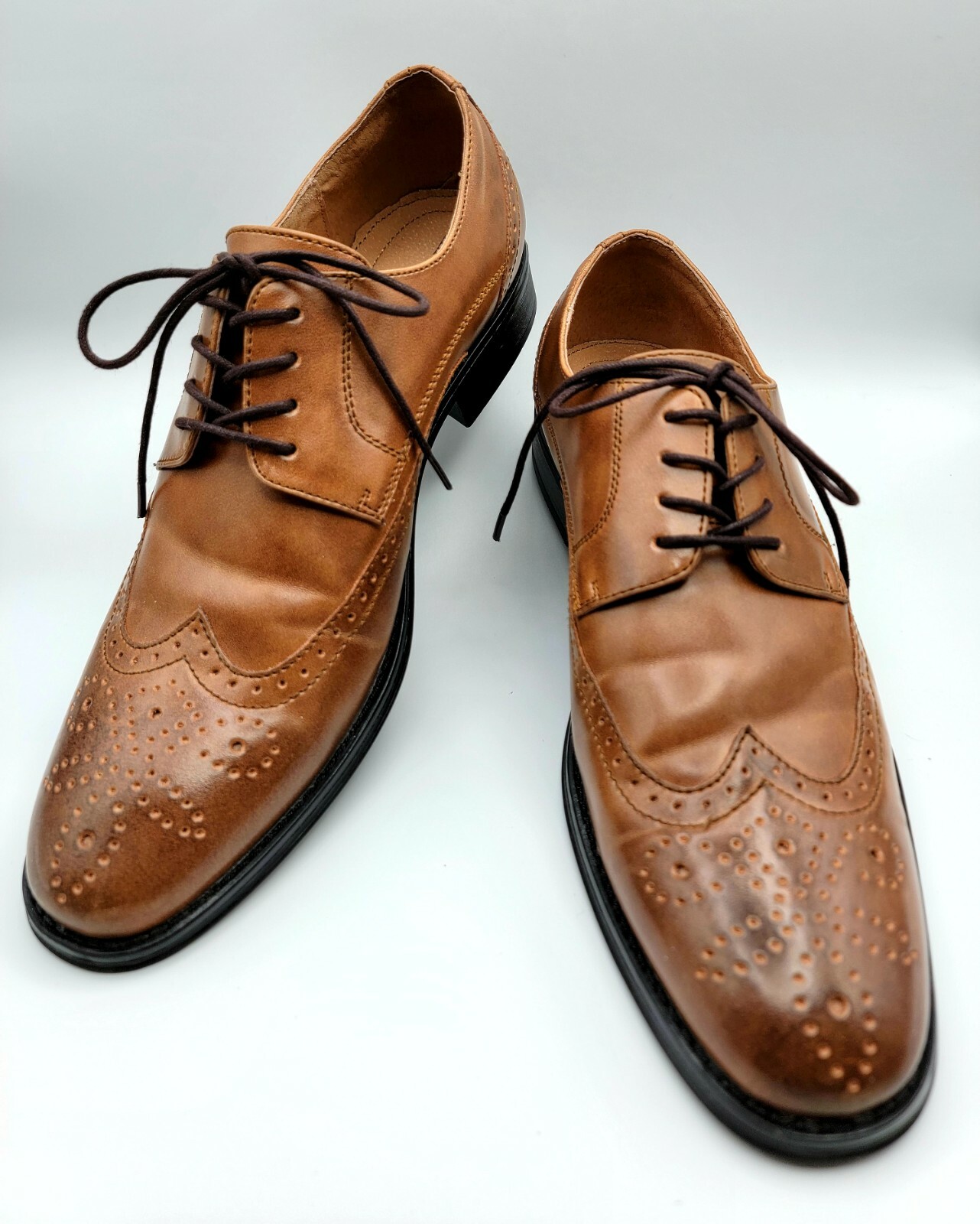 Dress Shoes Men 9.5 Lace Up Light Brown 