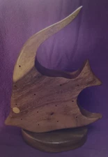 Vintage Angel Fish Monkey Pod Hors D’oeuvre Holder Kiki Kiki Frances Of Waikiki