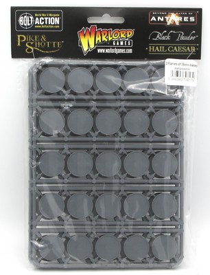 Warlord Games 75 x 25mm Round Lipped Plastic Bases for Tabletop Miniatures - Grey