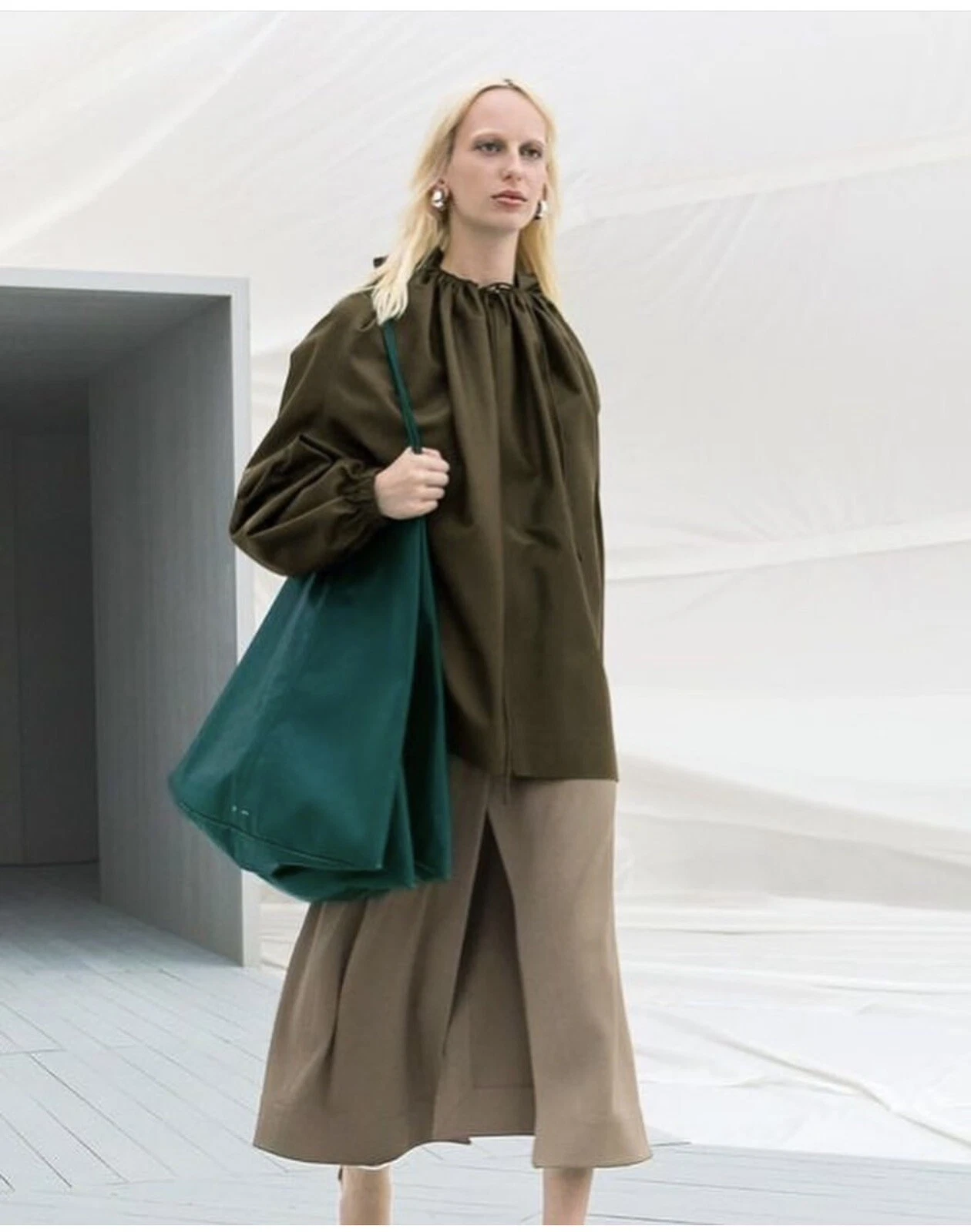 Celine — CELINE RUNWAY SS18 ARMY GREEN WATER REPELLENT HOODED LEATHER JACKET (FR38) NWT