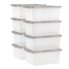 17 Qt. Plastic Storage Bins with Lids, Stackable Storage Containers,Totes,8 Pack