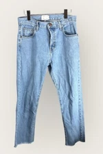 Current/Elliott Original Straight Prep Raw Hem Stretch Jeans 27 Light wash 30x28