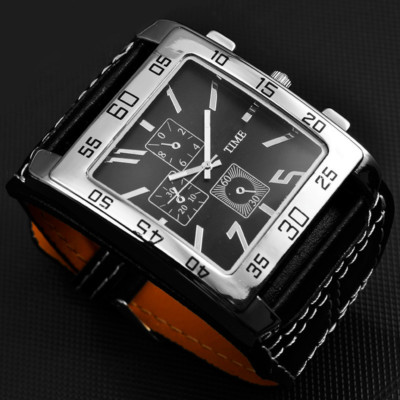 Superbo Orologio Classico Rock Uomo Grande Cinturino IN Pelle Top Vendita  Epoca 3615611620164