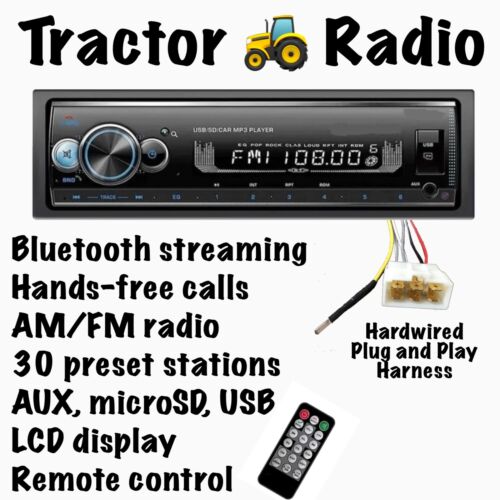 Tractor Radio for LS Cab Tractor AM/FM USB Aux Bluetooth Streaming 12V - Afbeelding 1 van 5